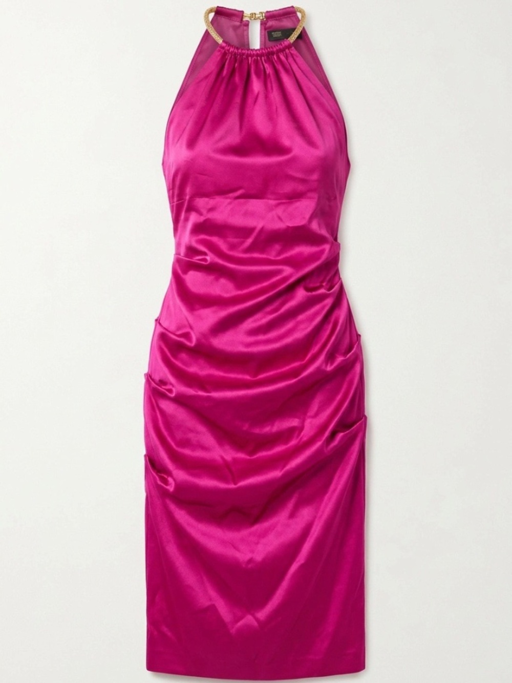 Cache Satin Halter Midi Dress - size 2